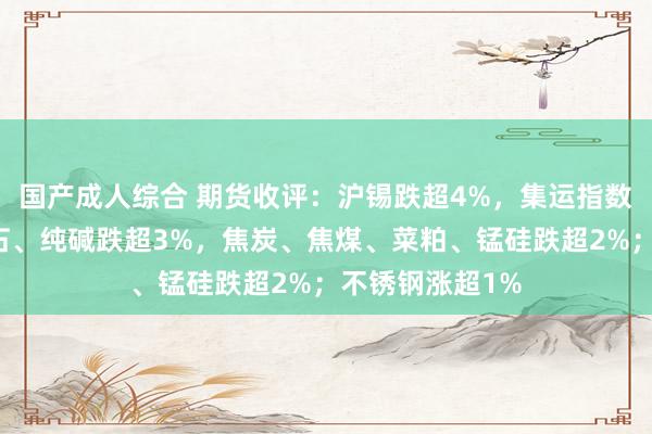 国产成人综合 期货收评：沪锡跌超4%，集运指数、烧碱、铁矿石、纯碱跌超3%，焦炭、焦煤、菜粕、锰硅跌超2%；不锈钢涨超1%