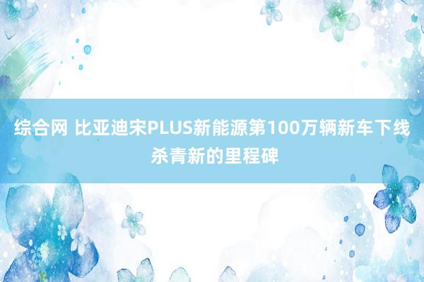 综合网 比亚迪宋PLUS新能源第100万辆新车下线 杀青新的里程碑