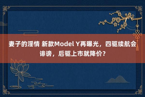 妻子的淫情 新款Model Y再曝光，四驱续航会诽谤，后驱上市就降价？