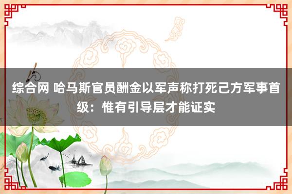 综合网 哈马斯官员酬金以军声称打死己方军事首级：惟有引导层才能证实