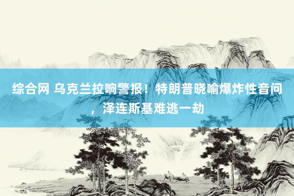 综合网 乌克兰拉响警报！特朗普晓喻爆炸性音问，泽连斯基难逃一劫