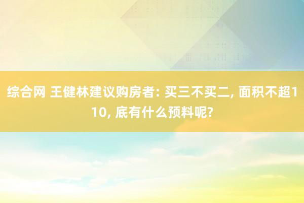 综合网 王健林建议购房者: 买三不买二, 面积不超110, 底有什么预料呢?