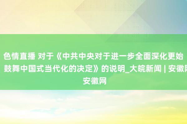 色情直播 对于《中共中央对于进一步全面深化更始、鼓舞中国式当代化的决定》的说明_大皖新闻 | 安徽网