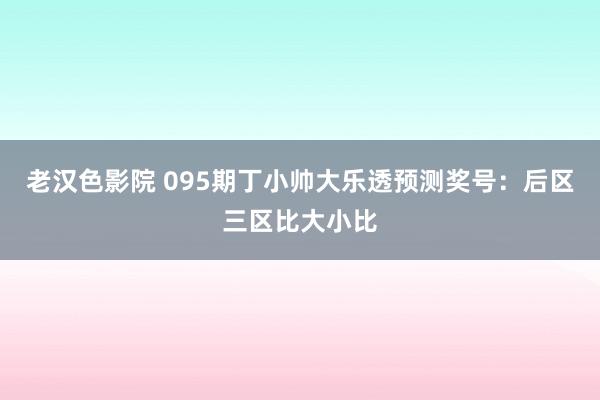 老汉色影院 095期丁小帅大乐透预测奖号：后区三区比大小比