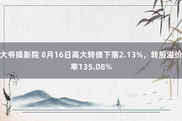 大爷操影院 8月16日高大转债下落2.13%，转股溢价率135.08%