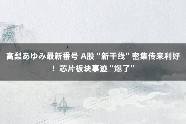 高梨あゆみ最新番号 A股“新干线”密集传来利好！芯片板块事迹“爆了”