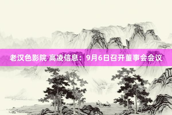 老汉色影院 高凌信息：9月6日召开董事会会议